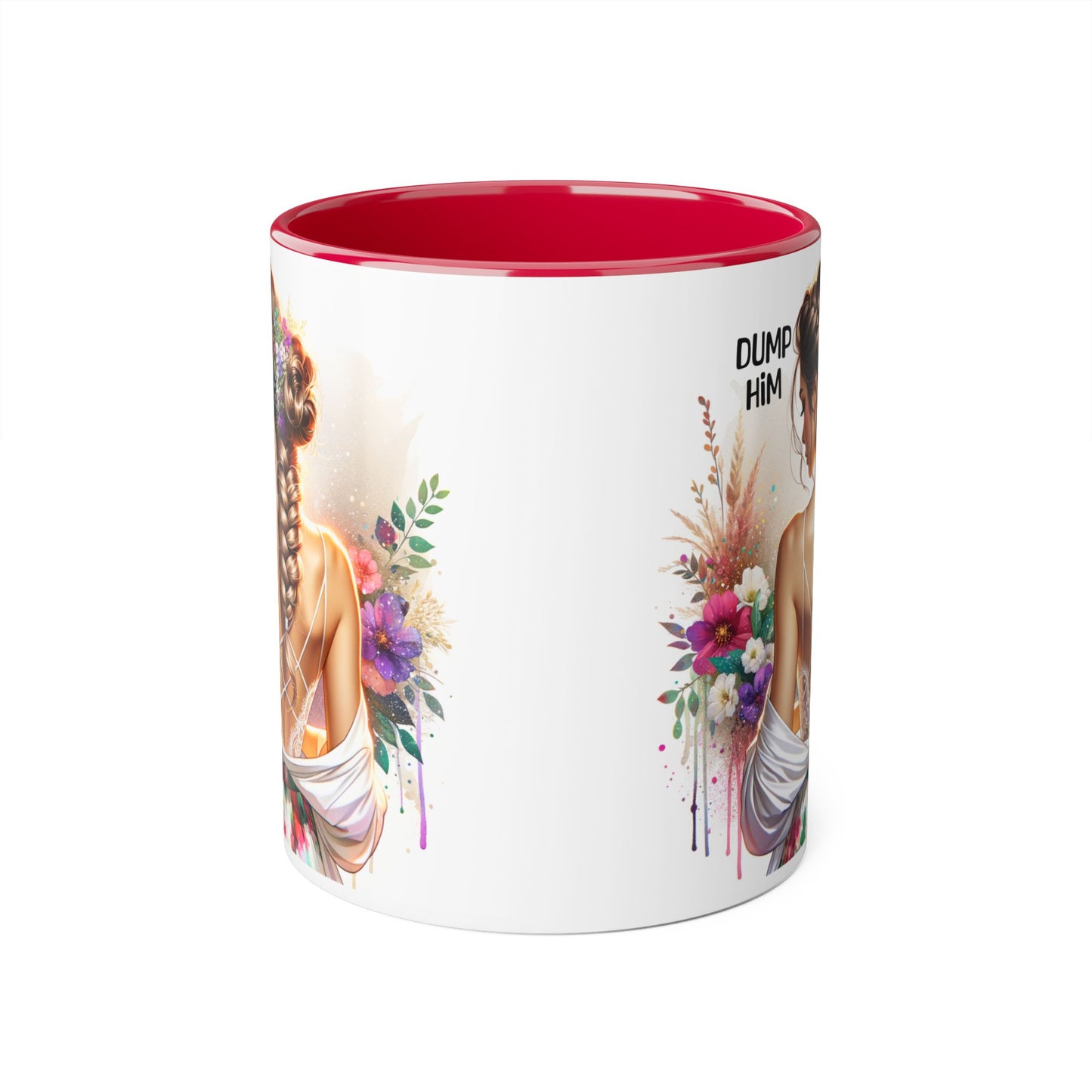 Elegant Floral Dump Him Mug | Inspirational Coffee Cup | Gift for Her, Birthday Present, Self-Care, Motivational Drinkware