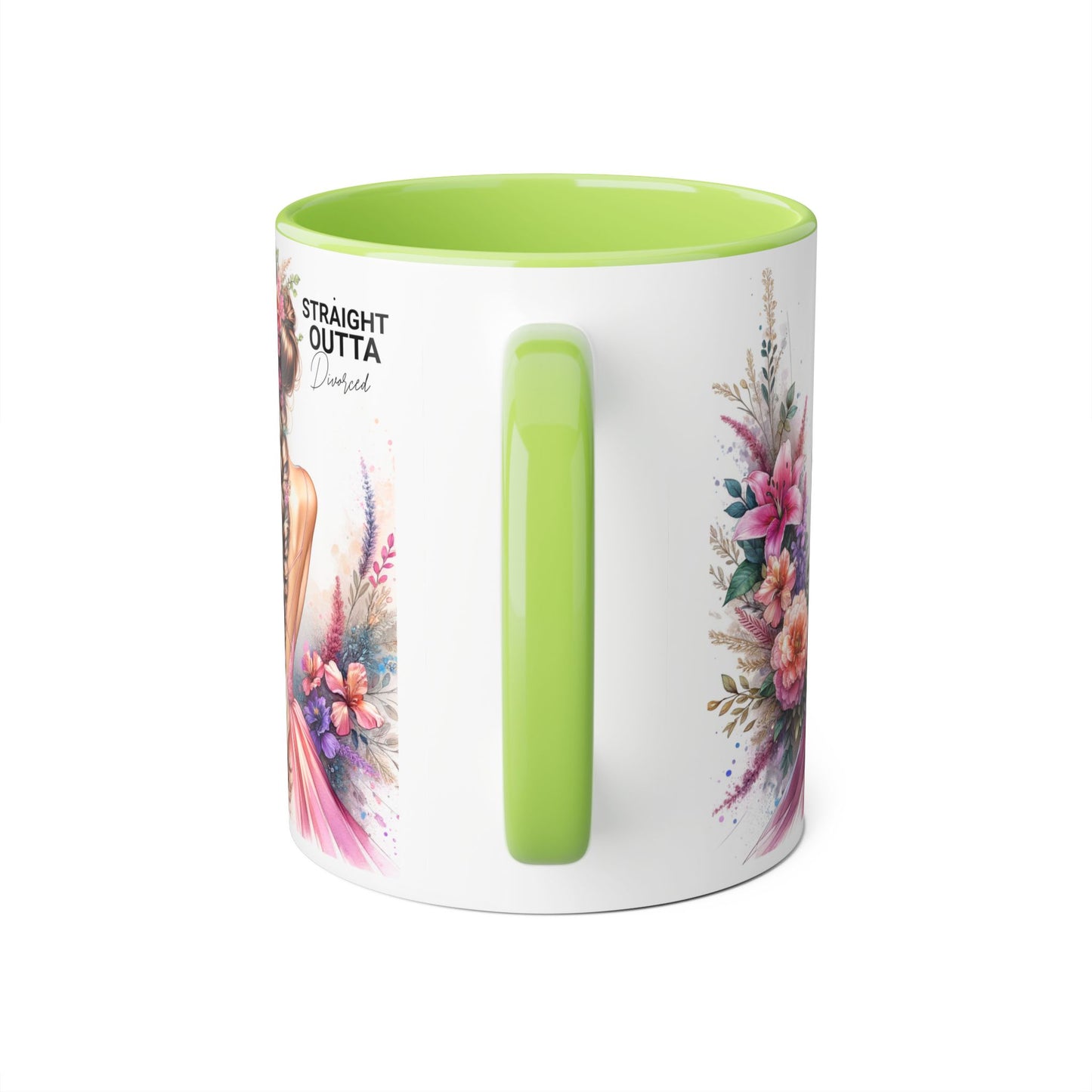 Straight Outta Divorced Humoristic Floral Art Accent Mug - Perfect Gift for Friends, Birthday Celebration, Mother's Day, Coffee Lover, Home Decor