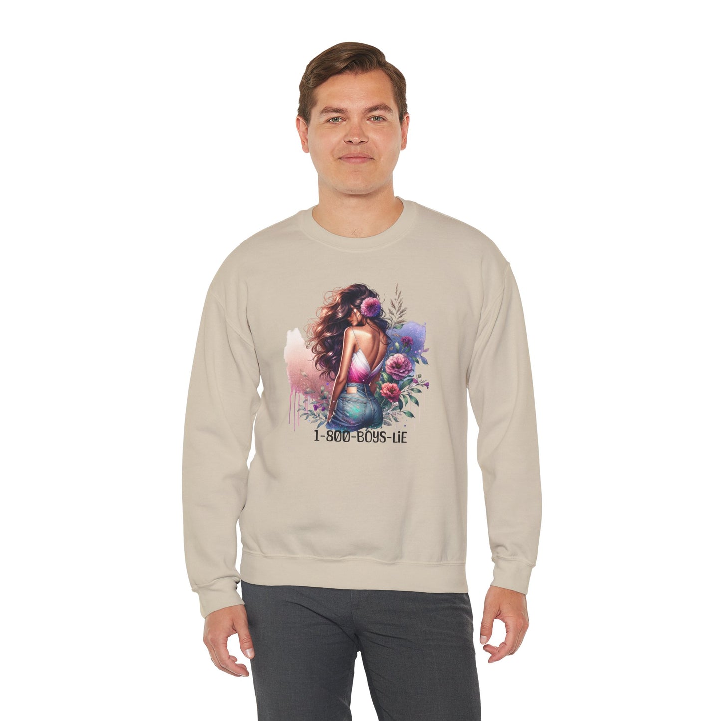 1-800-Boys-Lie Boss Babe Floral Sweatshirt | Unisex Comfortable Crewneck, Trendy Gift for Her, Affirmation Clothing, Cozy Fashion