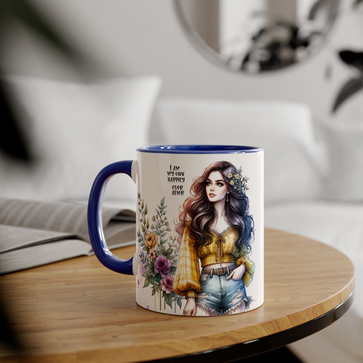 Inspirational Floral Accent Mug - 11oz, 'I Am My Own Happily Ever After '