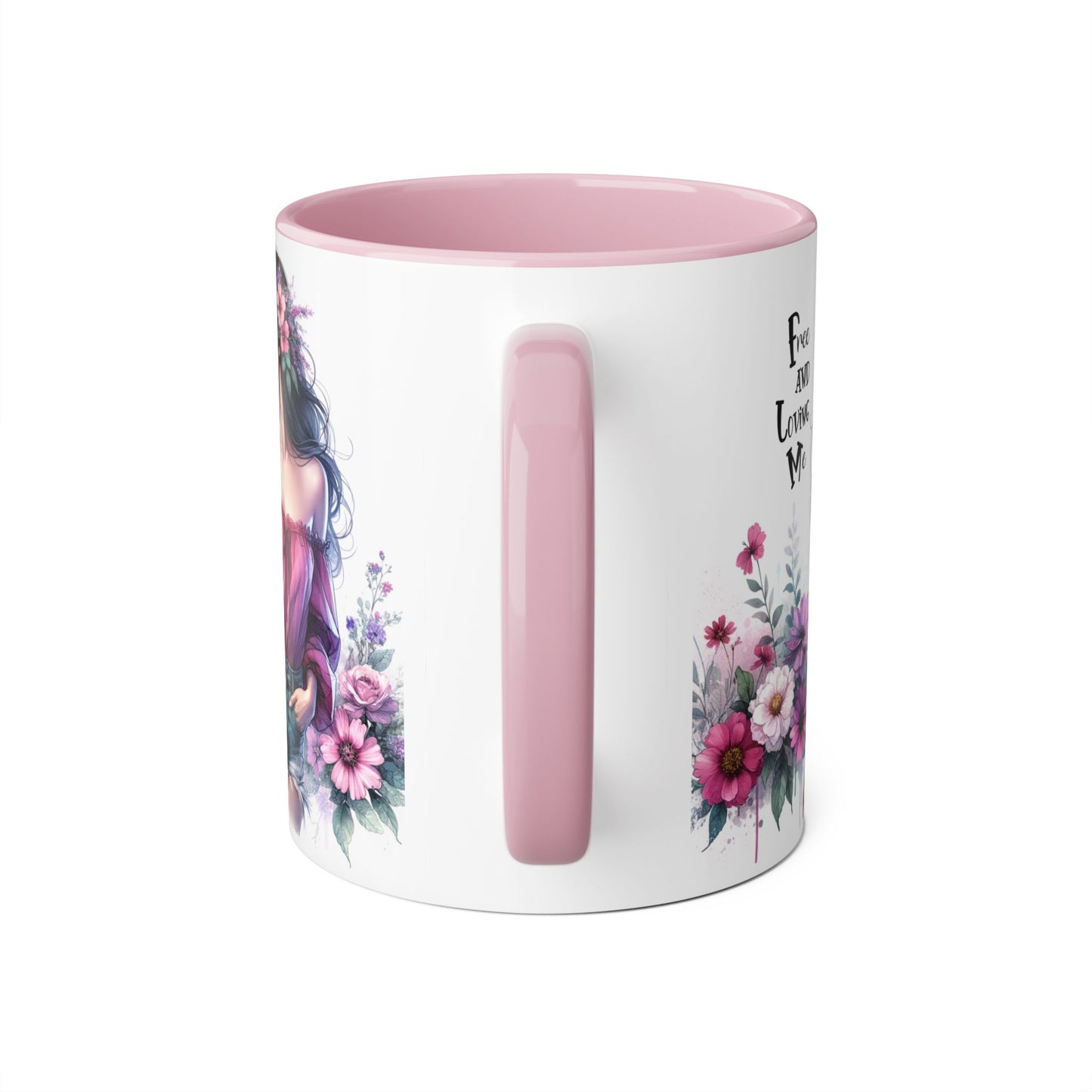 Floral Bohemian Accent Mug - Free and Loving Me Design, Coffee Cup Gift, Mother's Day Present, Home Decor, Art Drinkware