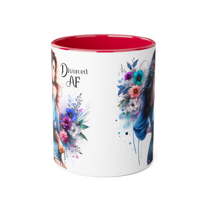 Divorced AF Accent Mug, 11oz Coffee Cups, Empowerment Gift for Newly Divorced, Funny Divorce Mug, Motivational Kitchen Decor