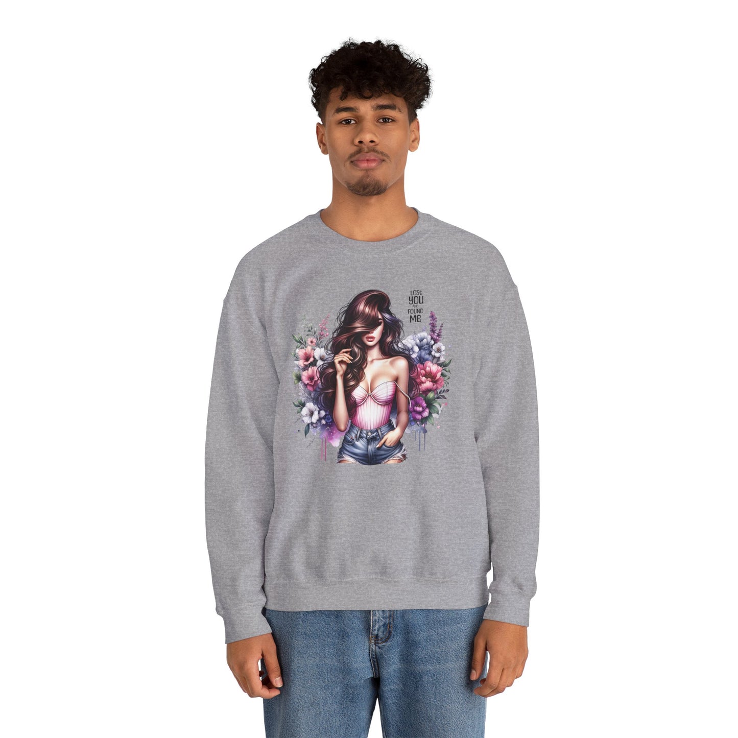 Lost You And Found Me Floral Graphic Crewneck Sweatshirt, Vibrant Sweatshirt, Cozy Casual Wear, Gift for Her, Floral Apparel, Spring Fashion