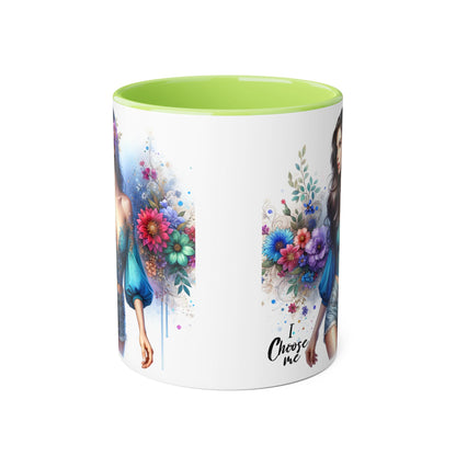 I Choose Me Boho Floral Accent Mug, Choose Me Coffee Cup, Unique Gift for Her, Art Mug, Colorful Drinkware