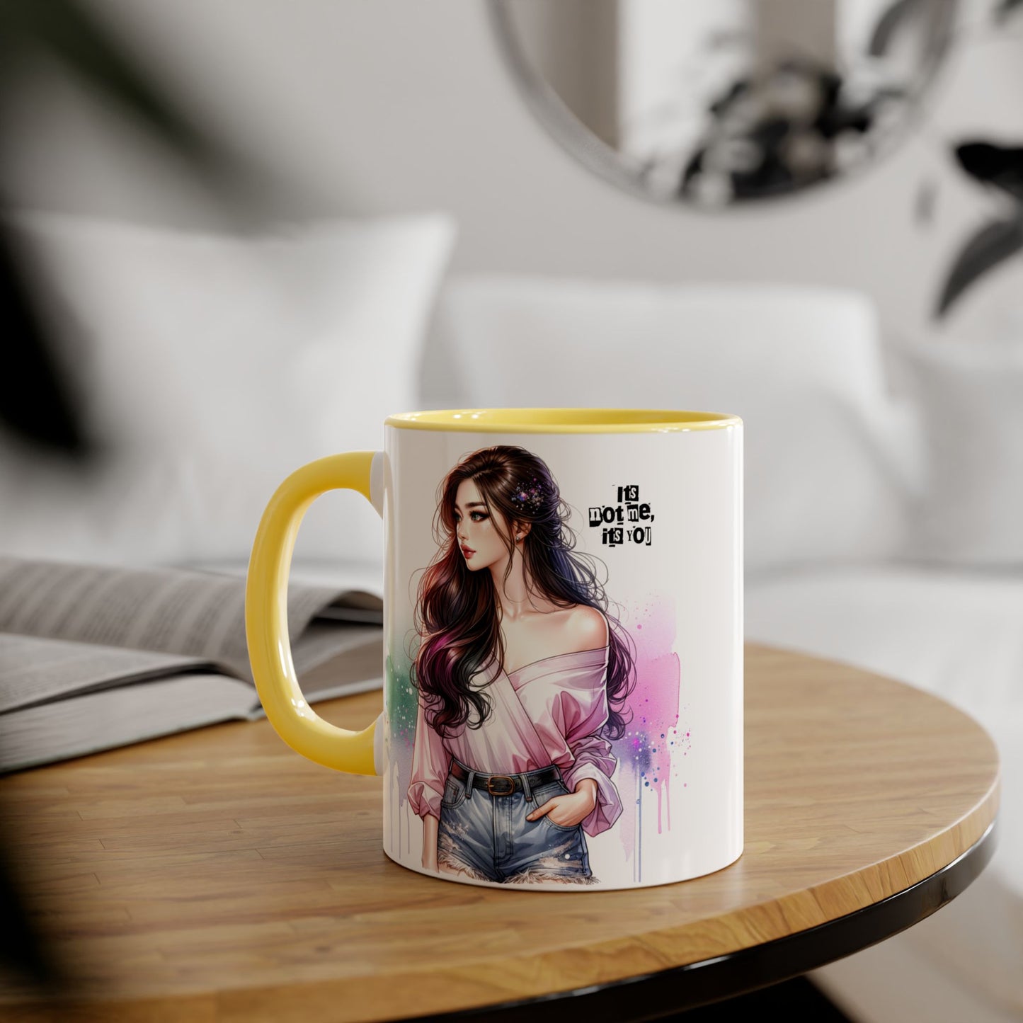 It's Not Me, It's You Humoristic Vibrant Accent Mug, Espresso Lover's Gift, Stunning Art Print Mug, Unique Coffee Cup, Colorful Tea Mug, Perfect for Birthdays, Cozy Vibes