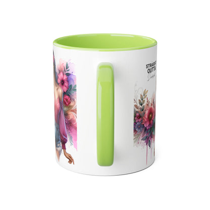 Straight Outta Divorced Humoristic Stylish Accent Mug, Floral Coffee Cup, Gifts for Her, Straight Outta, Unique Art Mug, Home Decor, Birthday Present