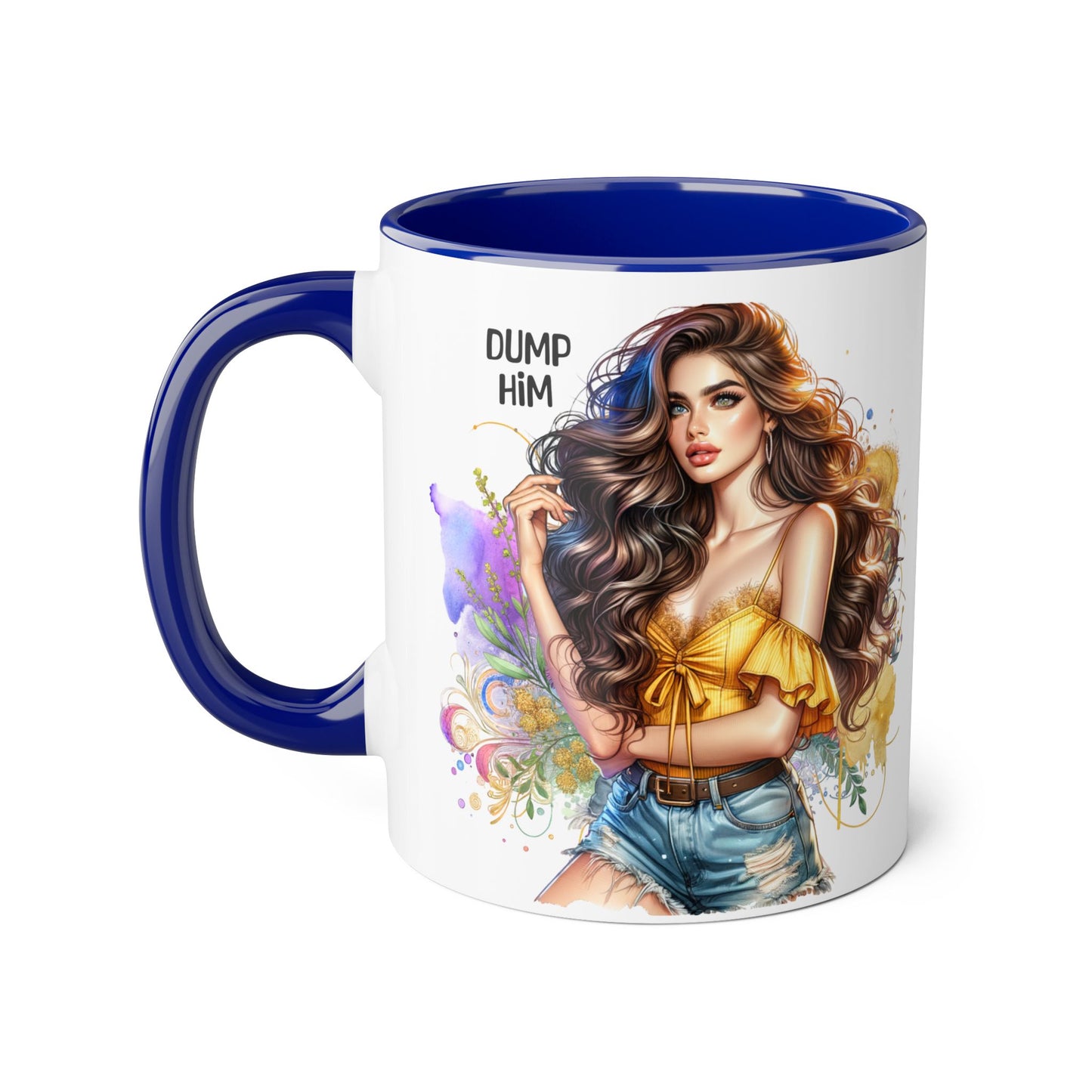 Sassy Accent Mug, Perfect Gift for Coffee Lovers, Celebrate Friendship, Dump Him Design, Stylish 11oz Coffee Cup, Unique Feminine Drinkware