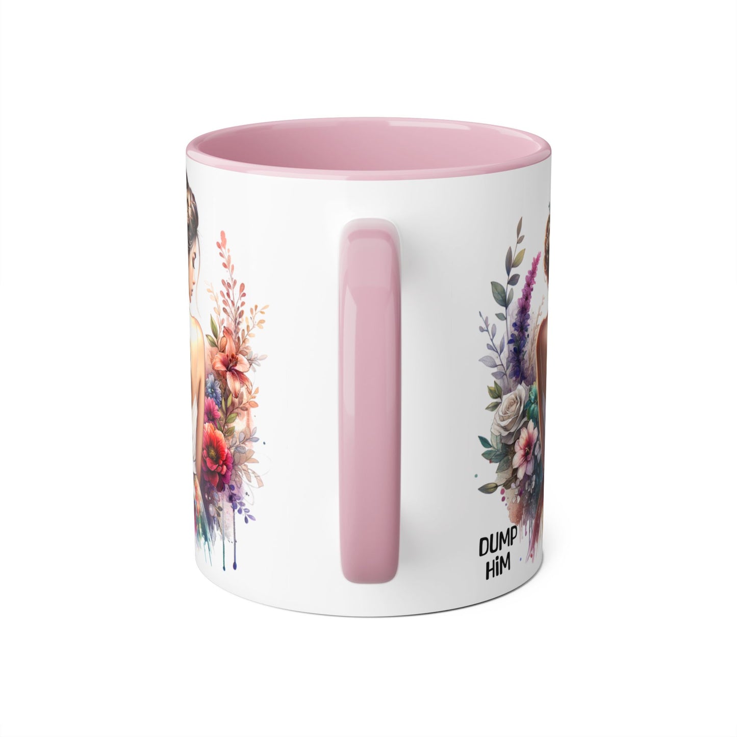 Floral Dump Him Mug, Cute Coffee Cup, Gift for Friends, Unique Kitchen Decor, Relationship Humor, Coffee Lover