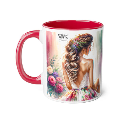 Straight Outta Divorced Humoristic Elegant Floral Accent Mug, Artistic Coffee Cup, Gift for Her, Home Decor, Tea Lover's Mug, Birthday Gift Idea, Wedding Favor