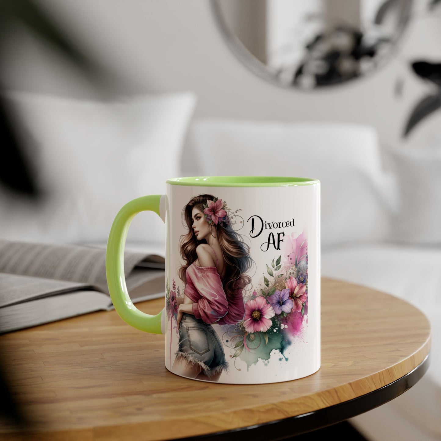 Divorced AF Accent Mug, Empowering Gift for Newly Divorced, Coffee Lover Mug, Inspirational Drinkware, Funny Divorce Humor