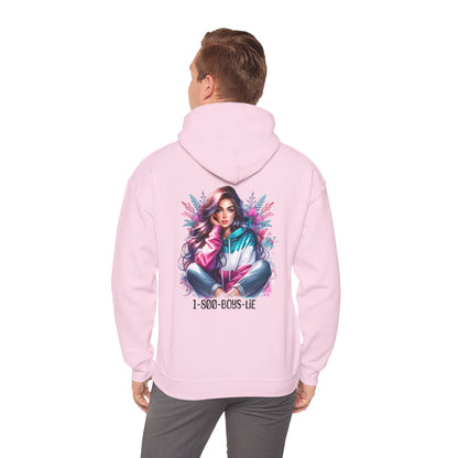 1-800-Boys-Lie Colorful Graphic Hoodie for Women, Cozy Unisex Sweatshirt, Trendy Streetwear, Perfect Gift for Any Occasion