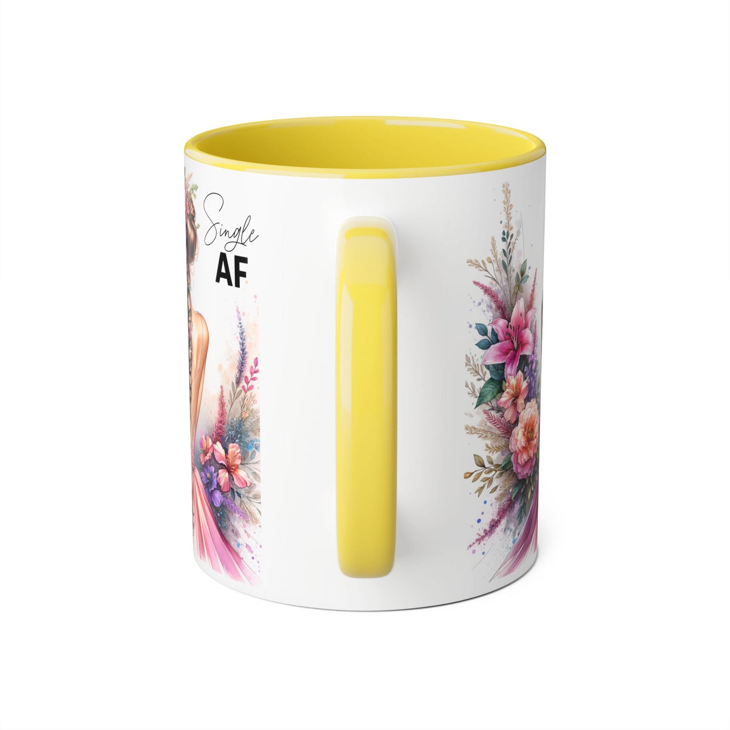 Single AF Floral Accent Mug - Perfect Gift for Single Friends, Celebration, Coffee Lovers, Birthday, Chic Decor