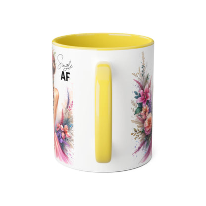 Single AF Floral Accent Mug - Perfect Gift for Single Friends, Celebration, Coffee Lovers, Birthday, Chic Decor