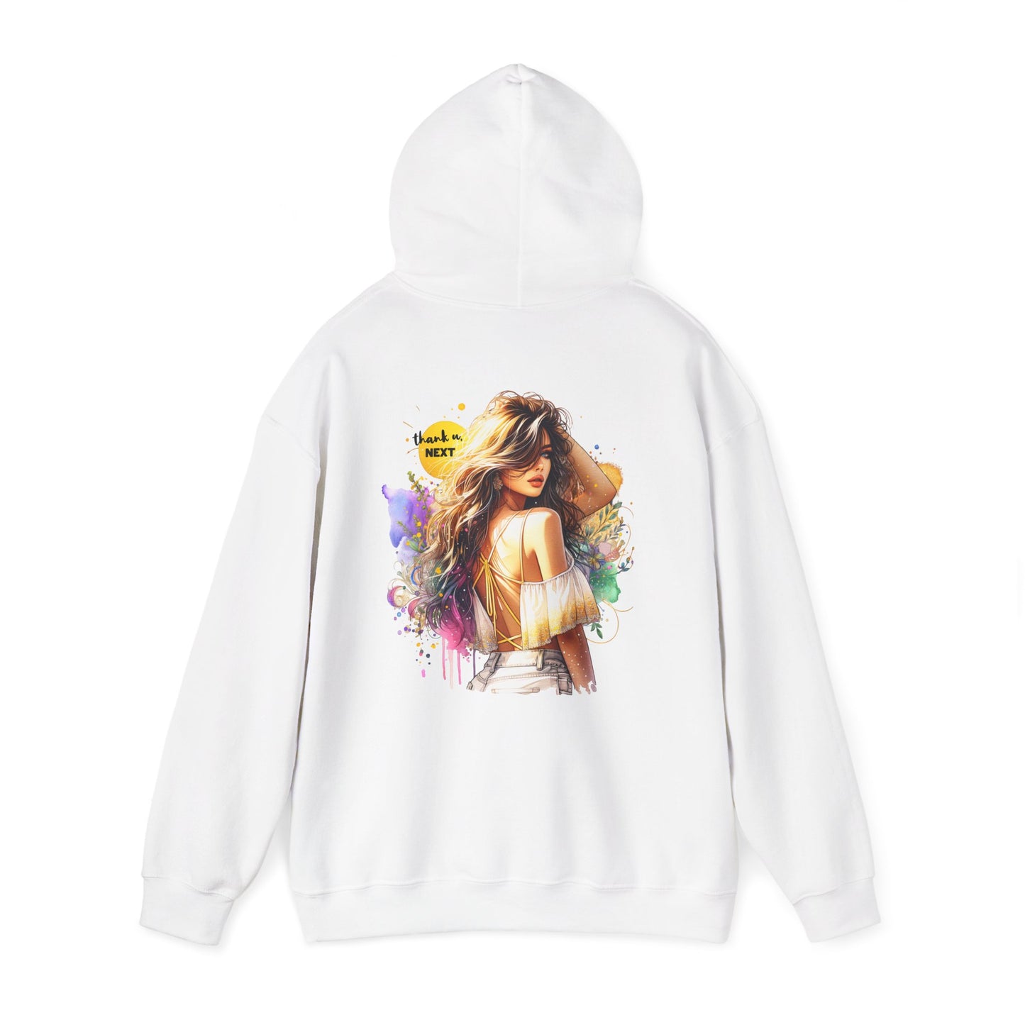Thank U, Next Vibrant Art Hoodie - Stylish Unisex Sweatshirt with Colorful Design, Casual Wear, Gift Idea for Festivals, Cozy Layering