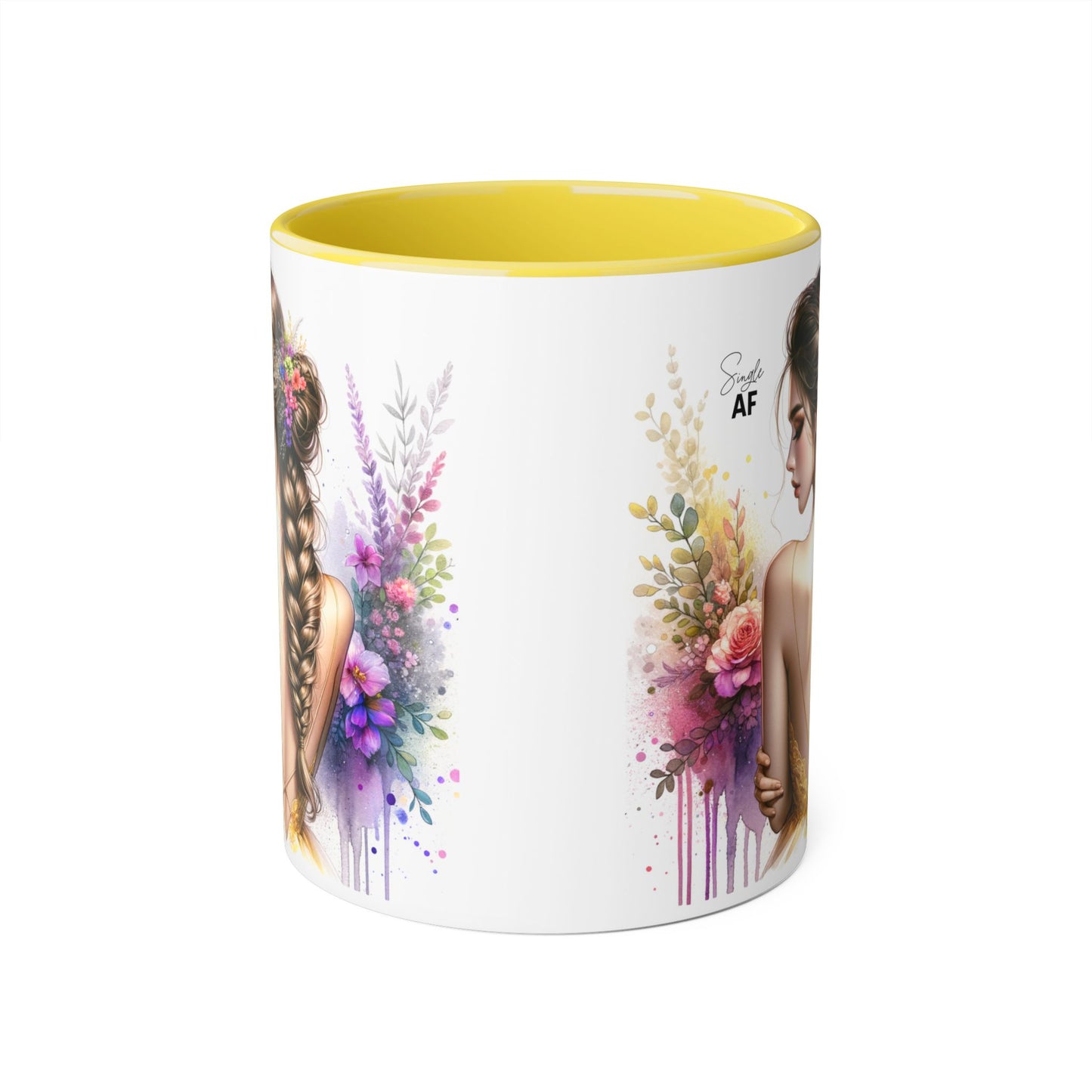 Floral Art Accent Mug, Coffee Cup for Home Decor, Gift for Her, Birthday Present, Inspirational Drinkware