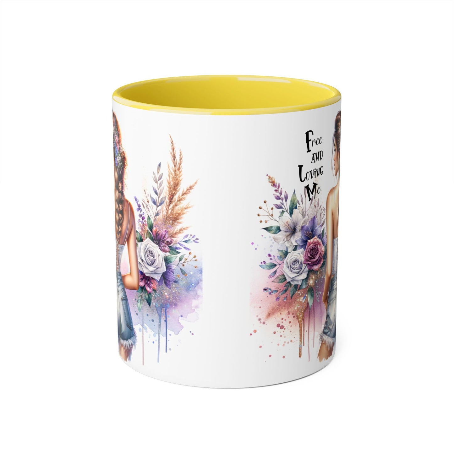 Free and Loving Me Chic Floral Accent Mug - Perfect Gift for Nature Lovers, Coffee Drinkers, Home Decor, Inspirational, Mother’s Day