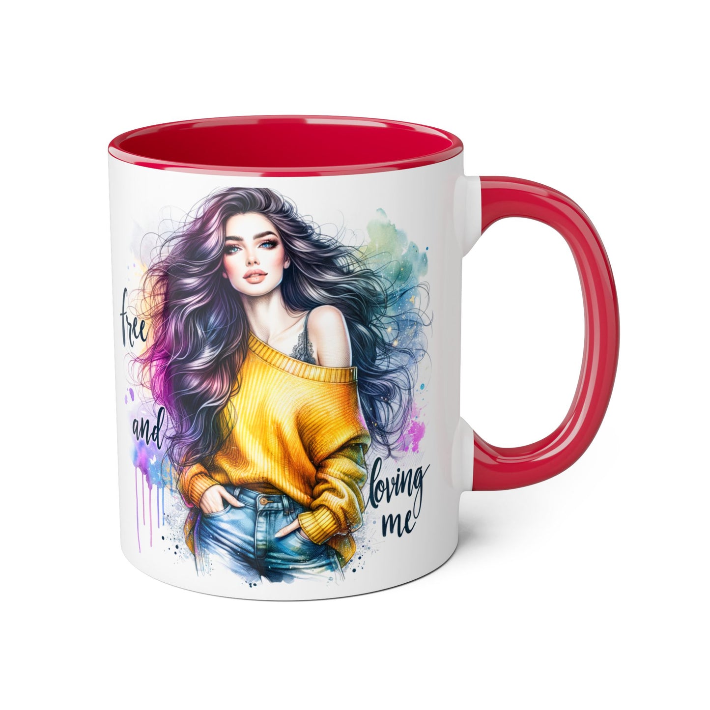 Colorful Inspirational Accent Mug, Free and Loving Me Coffee Cup, Artistic Drinkware Gift for Her, Vibrant Daily Motivation, Birthday [...]