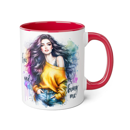 Colorful Inspirational Accent Mug, Free and Loving Me Coffee Cup, Artistic Drinkware Gift for Her, Vibrant Daily Motivation, Birthday [...]