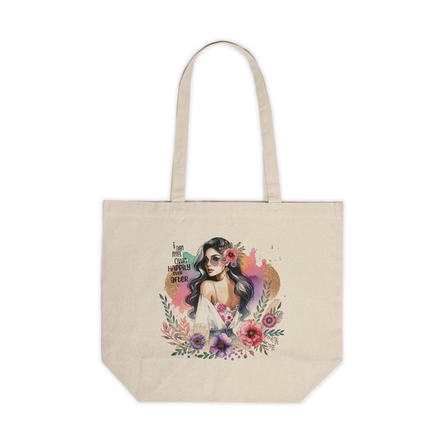 I Am My Own Happily Ever After Empowering Art Tote Bag | Beautiful Floral Design for Everyday Use, Gift for Her, Eco-friendly Shopper, Feminine Style, Statement Tote
