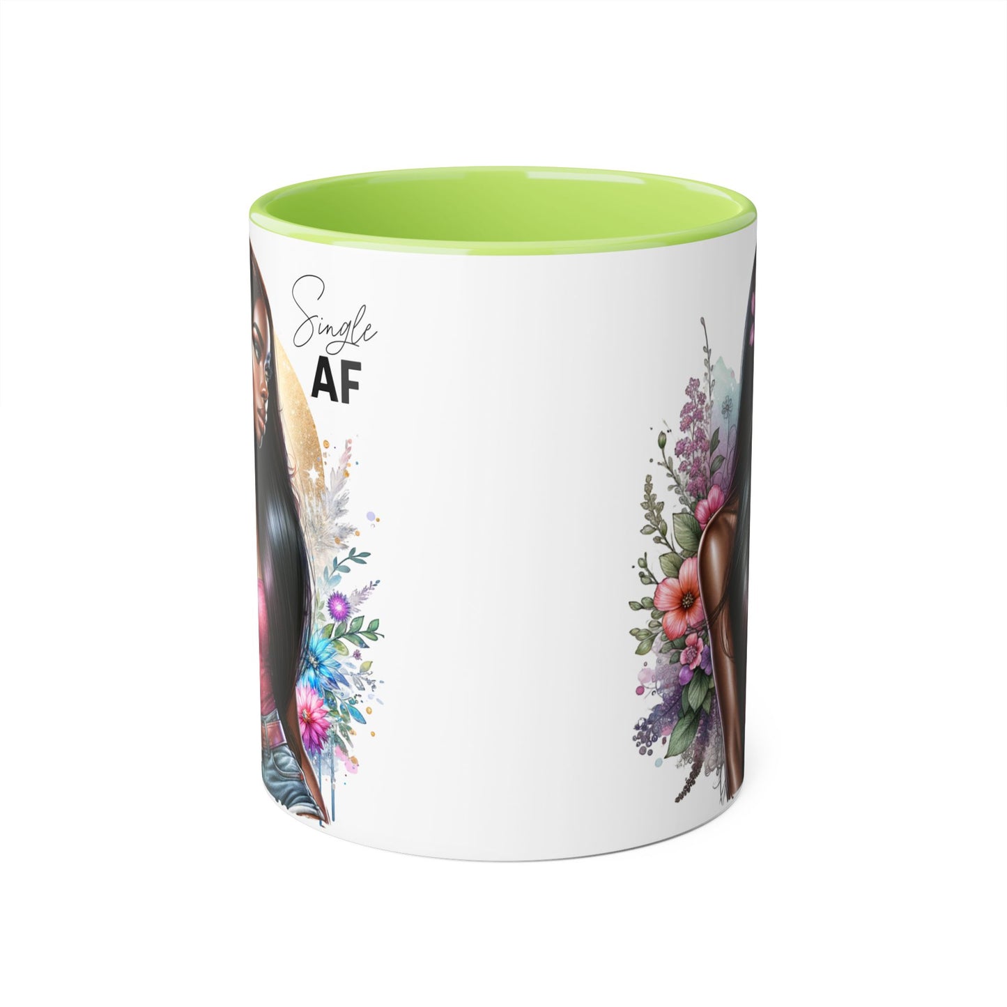 Single AF Stylish Accent Mug, Beautiful Coffee Cup, Unique Gift for Her, Trendy Drinkware, Floral Design Mug, Inspirational Sip