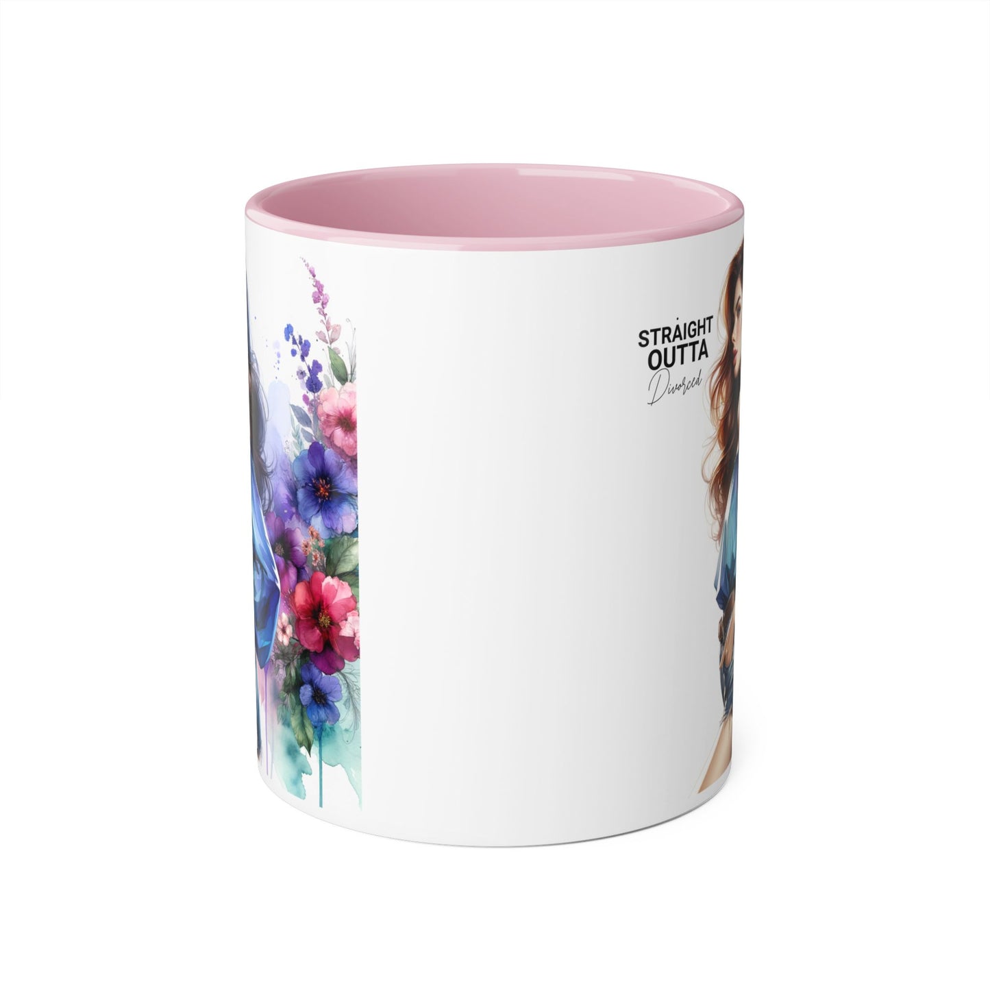 Straight Outta Divorced Humoristic Artistic Accent Mug, Personalized Gift for Coffee Lovers, Floral Design Mug, Straight Outta Mug, Creative Kitchenware, Unique Home Decor