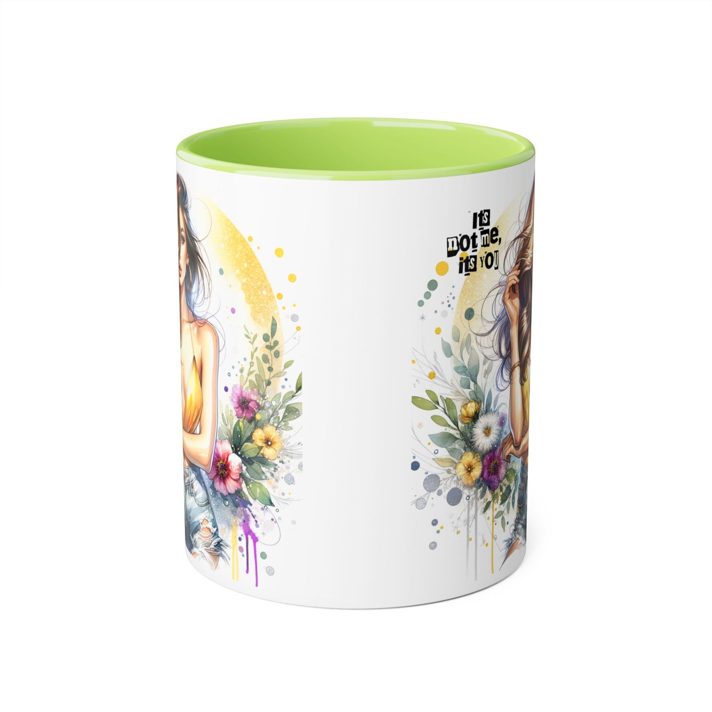 It's Not Me, It's You Humoristic Vibrant Floral Accent Mug, 11oz Coffee Cup, Mother's Day Gift, Boho Chic, Cozy Home Decor, Artist Designed Drinkware