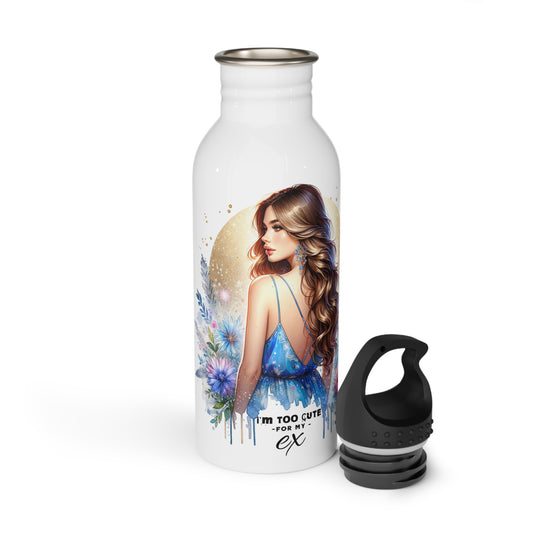 I'm Too Cute For My Ex Floral Girl Stainless Steel Water Bottle, Travel Mug, Hydration Bottle, Gift for Her, Sports Bottle, Eco-Friendly Water Container