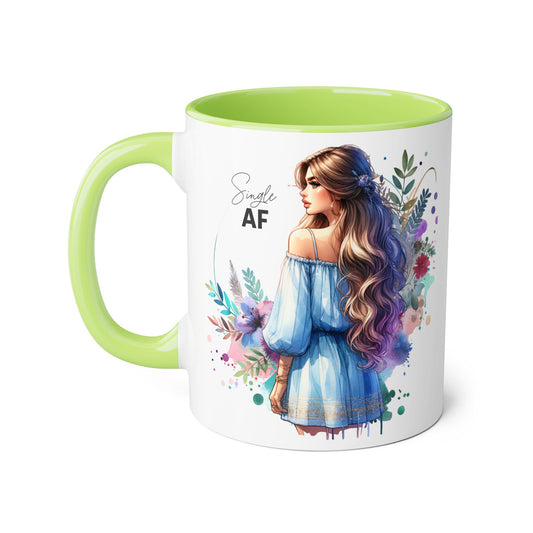 Single AF Boho Art Accent Mug, Unique Coffee Mug, Gift for Her, Floral Mug, Inspirational Mug, Perfect for Birthdays, Encouragement