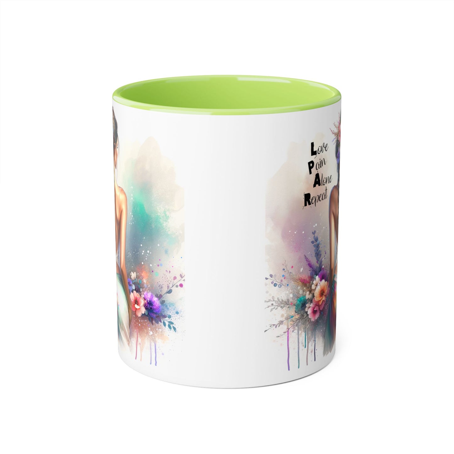 Boho Love Pain Alone Mug, Inspirational Gift, Handmade Coffee Cup, Artistic Ceramic Drinkware, Unique Home Decor