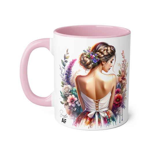 Single AF Colorful Floral Accent Mug - Inspirational Gift for Her, Home Decor, Coffee Cup, Unique Tea Mug, Art Lovers, Kitchenware