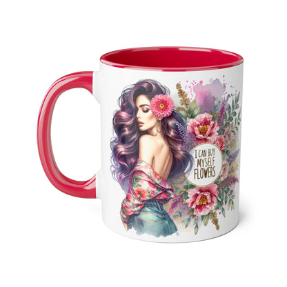 I Can Buy Myself Flowers Floral Inspiration Mug, Unique Gift for Her, Coffee Cup, Self-Care Item, Beautiful Floral Design