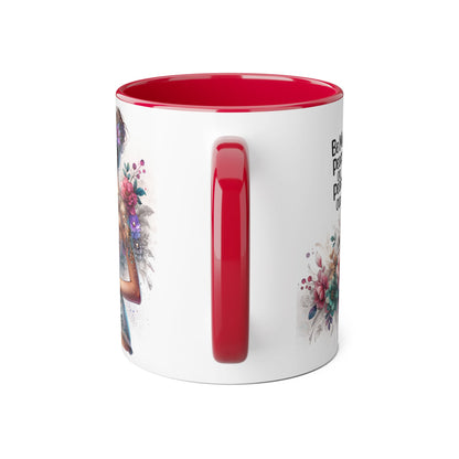 Be My Peace or Peace Out Bohemian Floral Accent Mug - Inspirational Coffee Cup, Gift for Her, Peaceful Vibes, Birthday Present, Home Decor, Artistic Drinkware