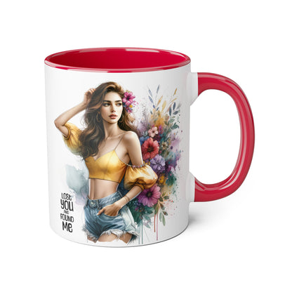 Lost You and Found Me Floral Accent Mug, Empowering Coffee Cup, Vibrant Gift for Friends, Motivational Drinkware, Perfect for Home or Office