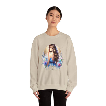 I'm Too Cute For My Ex Artistic Floral Crewneck Sweatshirt with Elegant Woman Design, Cozy Pullover, Gift for Her, Trendy Apparel, Perfect for Everyday Wear