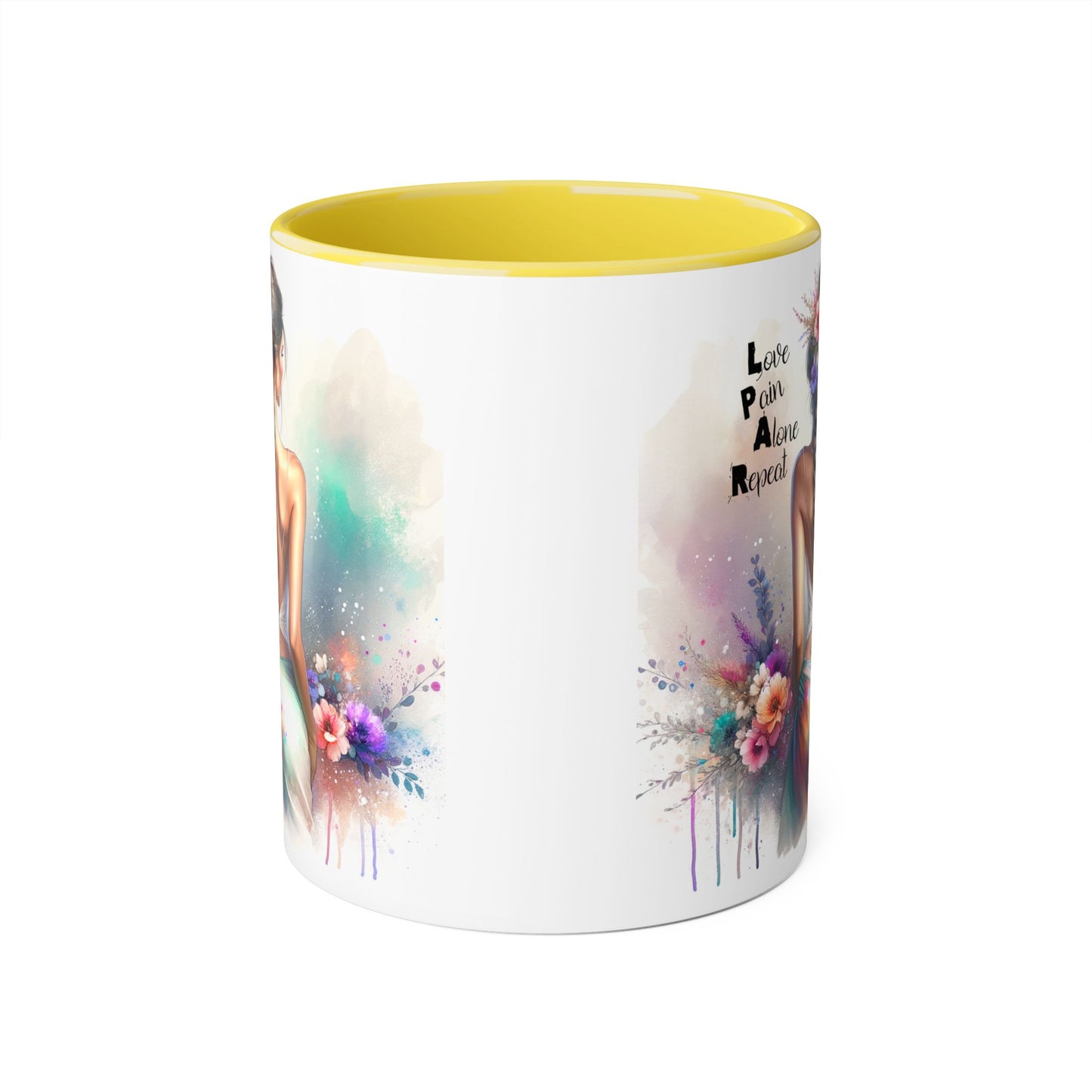 Boho Love Pain Alone Mug, Inspirational Gift, Handmade Coffee Cup, Artistic Ceramic Drinkware, Unique Home Decor