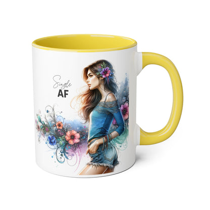 Vibrant Accent Mug - Perfect Gift for Singles, Fun Coffee Cup, Floral Artwork, Sassy Home Decor, Unique Birthday Present