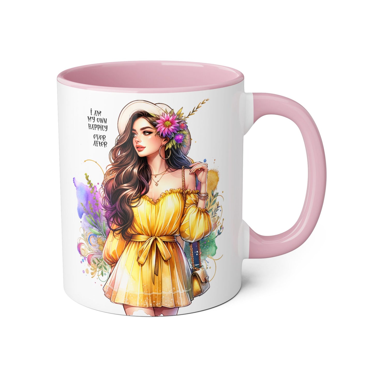 I Am My Own Happily Ever After Empowered Woman Accent Mug - 11oz Black Trim | Inspirational Coffee Cup | Perfect Gift for Friends & Self-Care