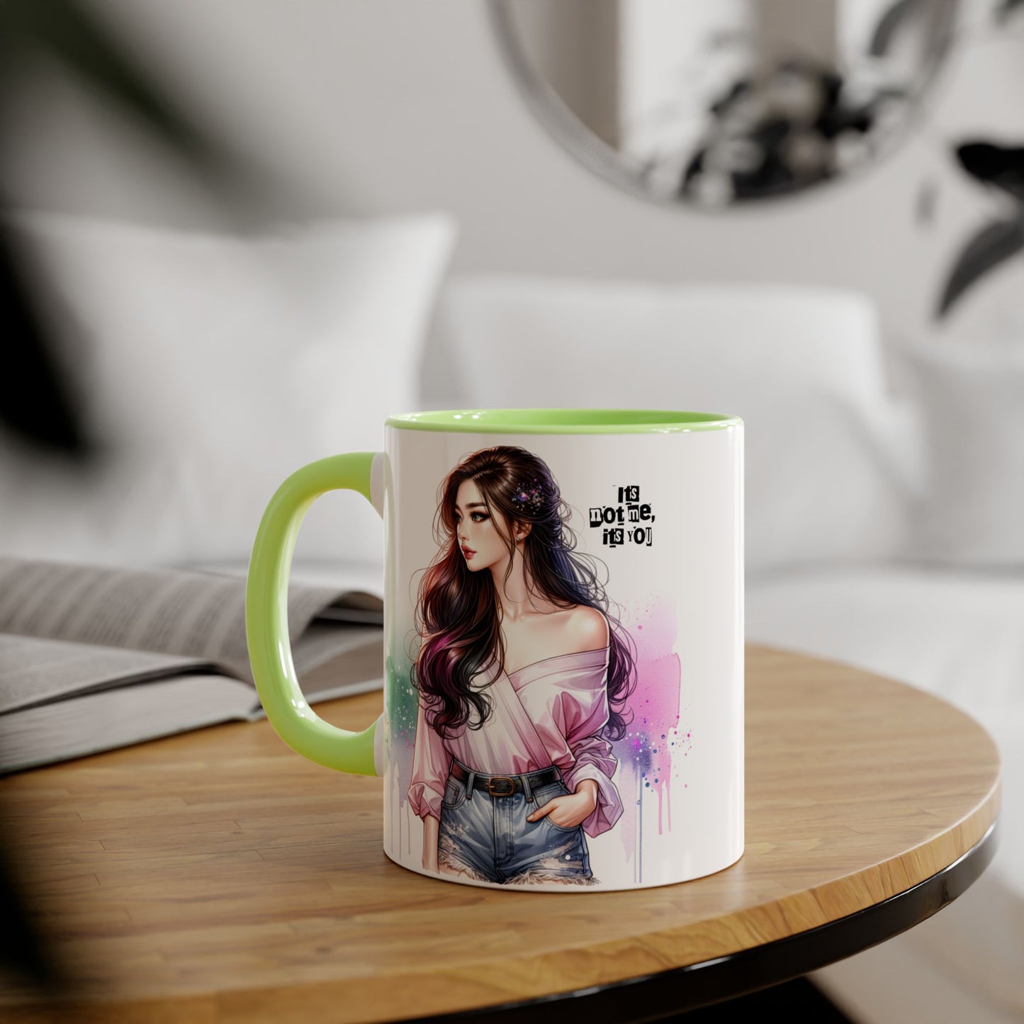 It's Not Me, It's You Humoristic Vibrant Accent Mug, Espresso Lover's Gift, Stunning Art Print Mug, Unique Coffee Cup, Colorful Tea Mug, Perfect for Birthdays, Cozy Vibes