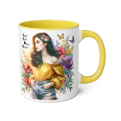 Whimsical Floral Accent Mug, Inspirational Gift for Friends, Nature Lovers, Home Décor, Coffee/Tea Mug, Unique Art