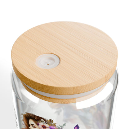 Lost You and Found Me Colorful Floral Sipper Glass, 16oz Drinkware, Summer Vibes, Gift for Her, Eco-Friendly Beverage Jar, Party Drink Container