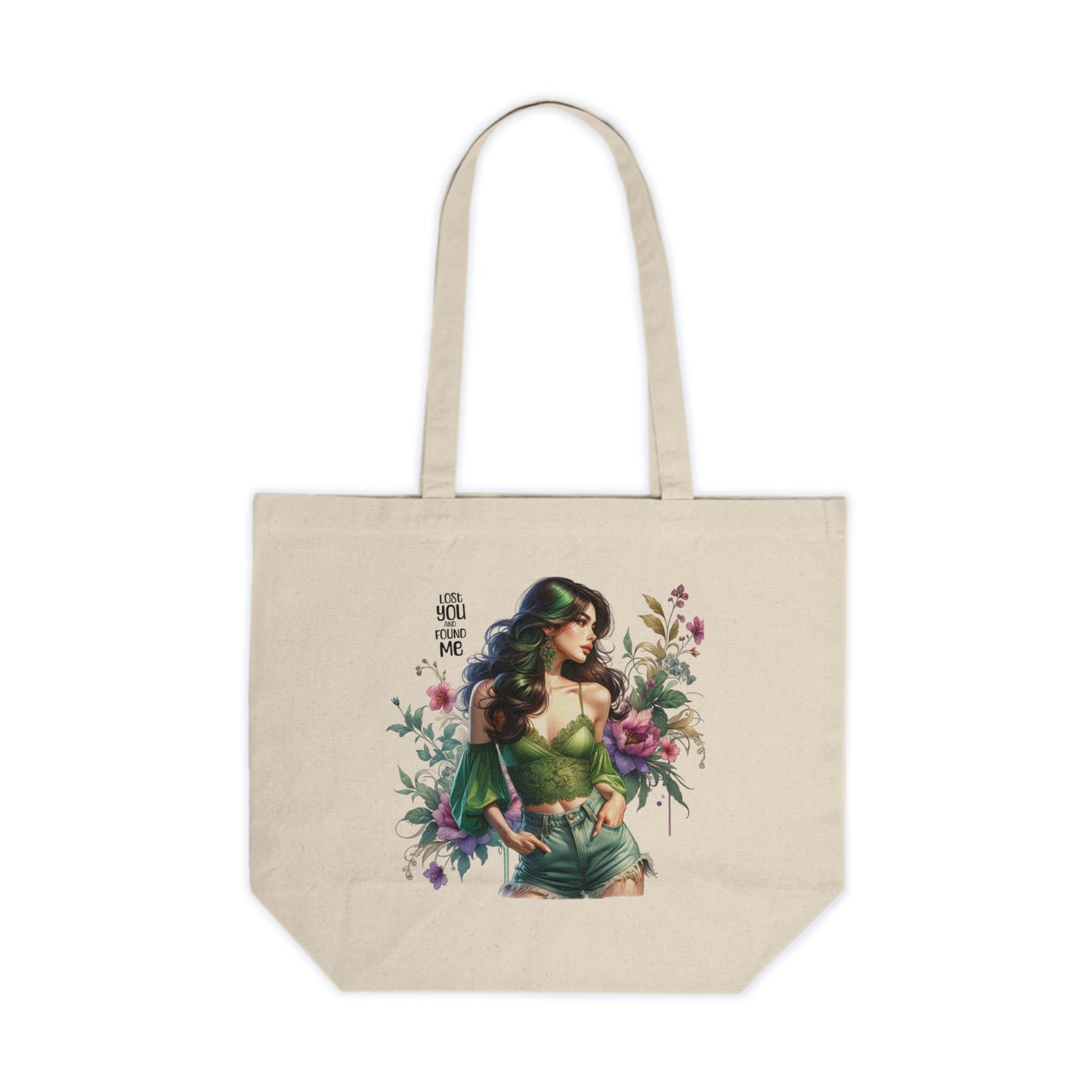 Lost You and Found Me Wonder Woman Canvas Shopping Tote, Eco-Friendly Tote Bag, Gift for Her, Floral Tote, Market Bag, Inspirational Tote
