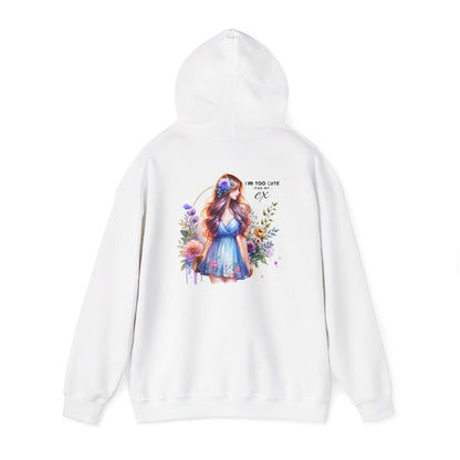Too Cute For My Ex Floral Hoodie - Unisex Sweatshirt, Graphic Sweatshirt, Gift for Her, Cute Outfit, Spring Fashion, Art-Inspired Clothing