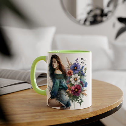 Bohemian Accent Mug - Yuck Fou Floral Design, Gift for Artists, Unique Coffee Cup, Home Decor, Stylish Drinkware