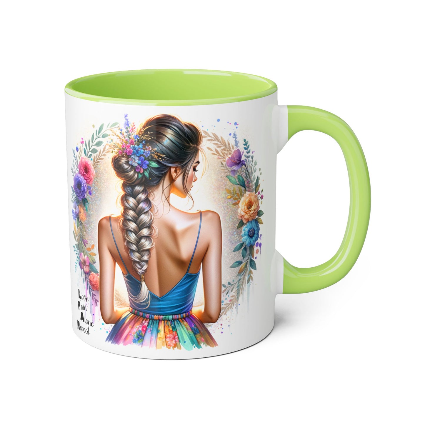 Artistic Accent Mug, Floral Coffee Cup, Unique Gifts for Her, Inspirational Drinkware, Love Yourself Mugs, Boho Style