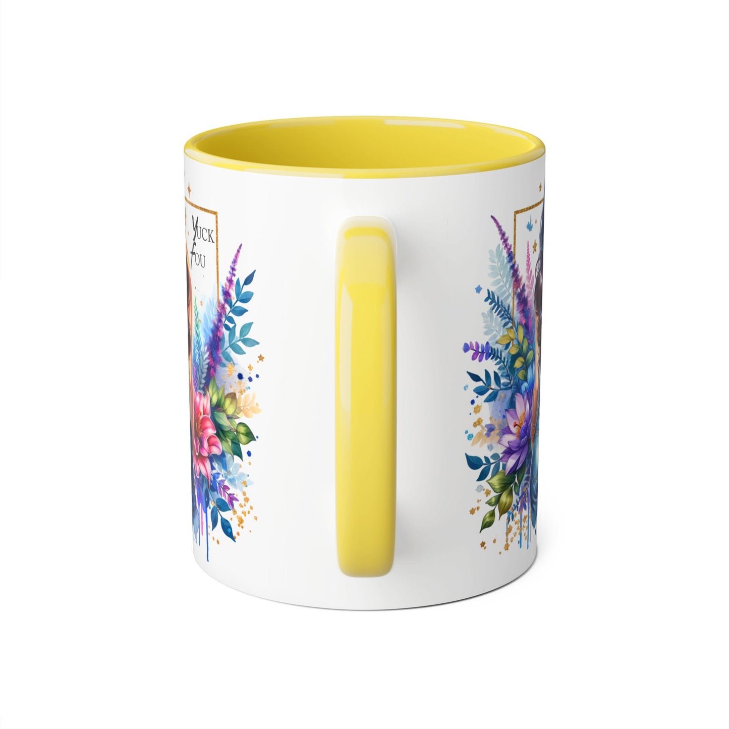 Yuck Fou Bohemian Floral Accent Mug, 11oz, Artistic Coffee Cup, Gift for Her, Stylish Drinkware, Home Decor, Unique Kitchen Accessories