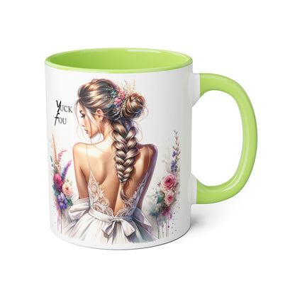 Yuck Fou Elegant Floral Accent Mug, 11oz - Inspirational Gift for Her, Coffee Lover, Home Decor, Wedding Gift, Personalized Tea Cup