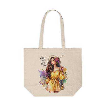 I Don`t Make Mistakes, I Just Date Them Chic Floral Tote Bag with Quote, Shopping Tote, Eco-Friendly Bag, Market Bag, Gift for Her, Summer Style