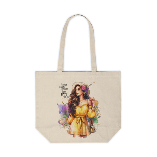 I Don`t Make Mistakes, I Just Date Them Chic Floral Tote Bag with Quote, Shopping Tote, Eco-Friendly Bag, Market Bag, Gift for Her, Summer Style