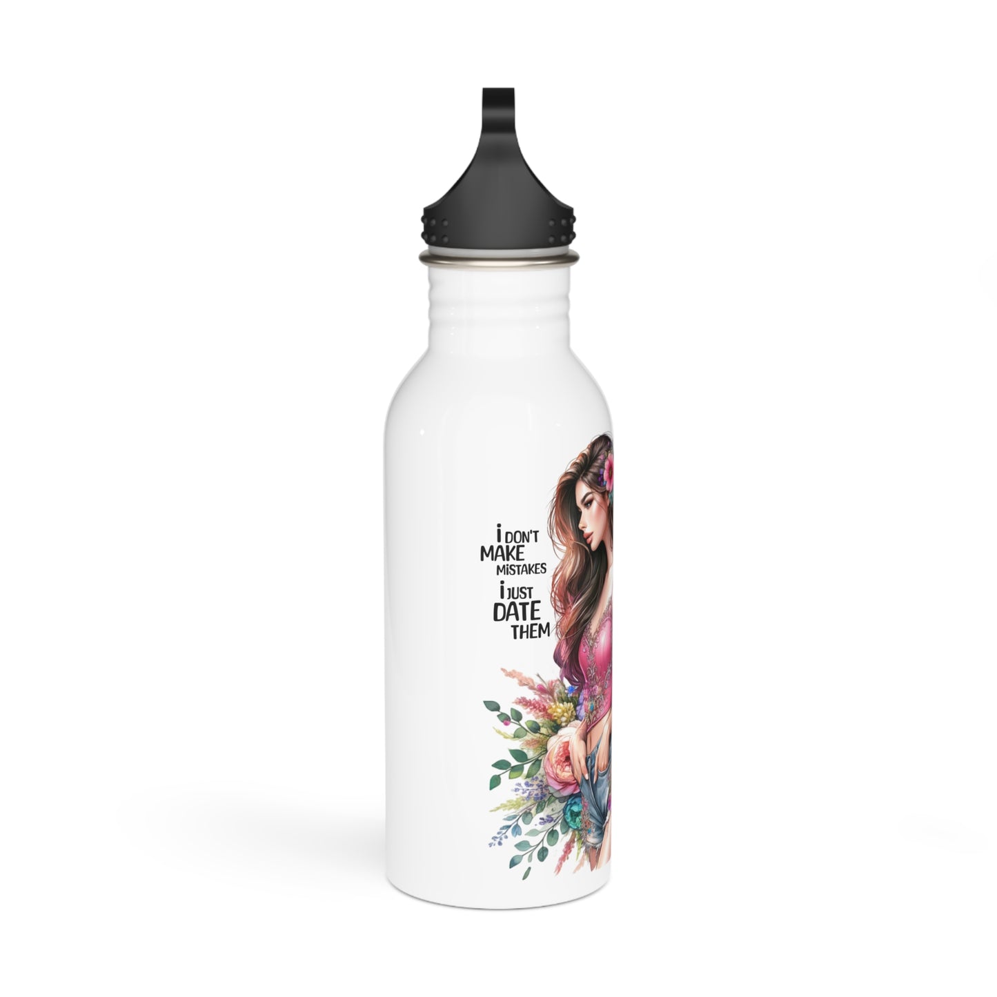 I Don't Make Mistakes, I Date Them Floral Stainless Steel Water Bottle - Quirky Eco-Friendly Hydration, Stylish Travel Mug, Fitness Accessory, Fun Gift for Her, Summer [...]