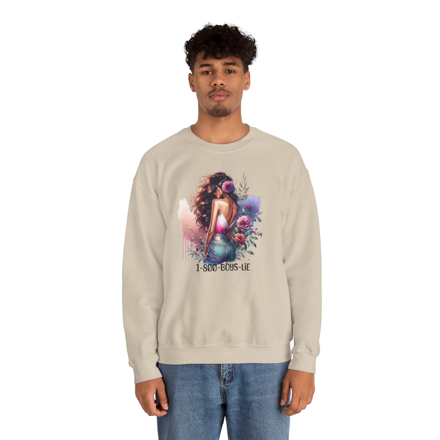 1-800-Boys-Lie Boss Babe Floral Sweatshirt | Unisex Comfortable Crewneck, Trendy Gift for Her, Affirmation Clothing, Cozy Fashion